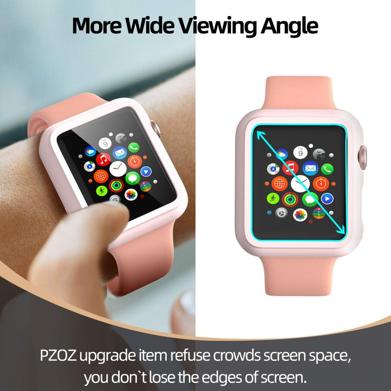 PZOZ Compatible for Apple Watch Series 3 / Series 2 Case with Screen Protector 38mm Accessories Slim Guard Thin Bumper Full Coverage Matte Hard Cover Defense Edge for iWatch Women Men GPS (Pink) - Image 5